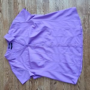 (2X) Style & Co. Stretch Solid Color Collared Short Sleeved Button Down Top
